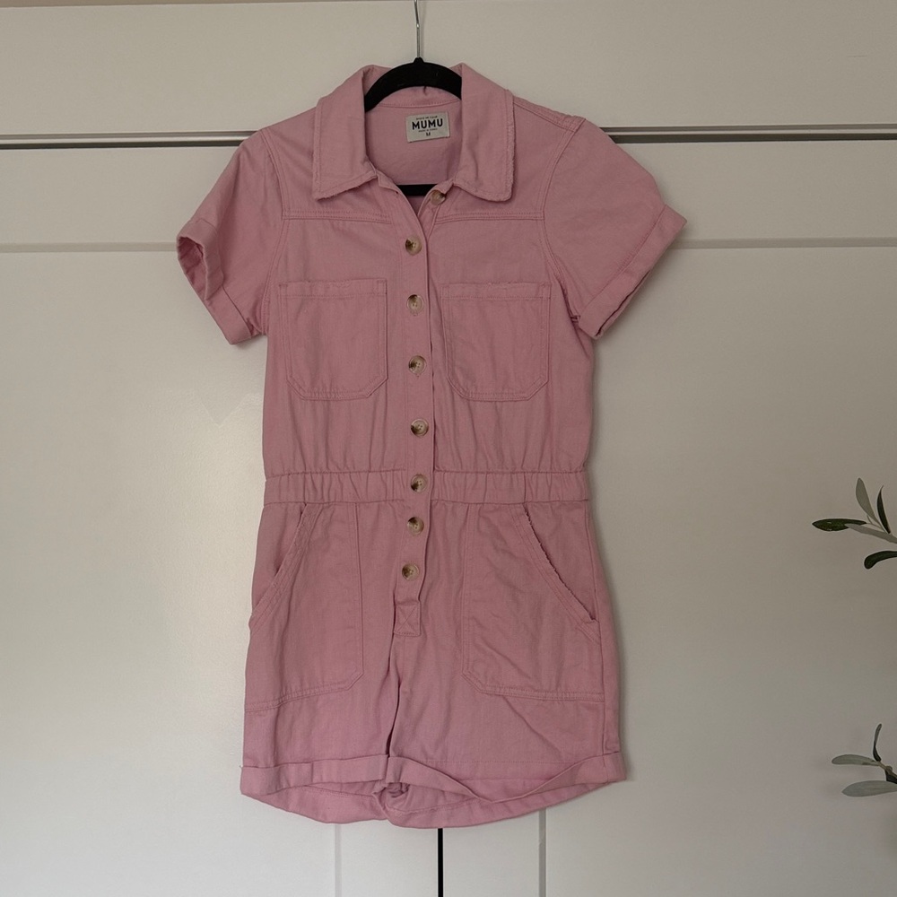 Show Me Your Mumu pink denim Romper